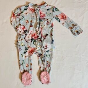Posh Peanut Ruffled Zippered Footie Girls 0-3M Melinda Bamboo Fairies Sleeper